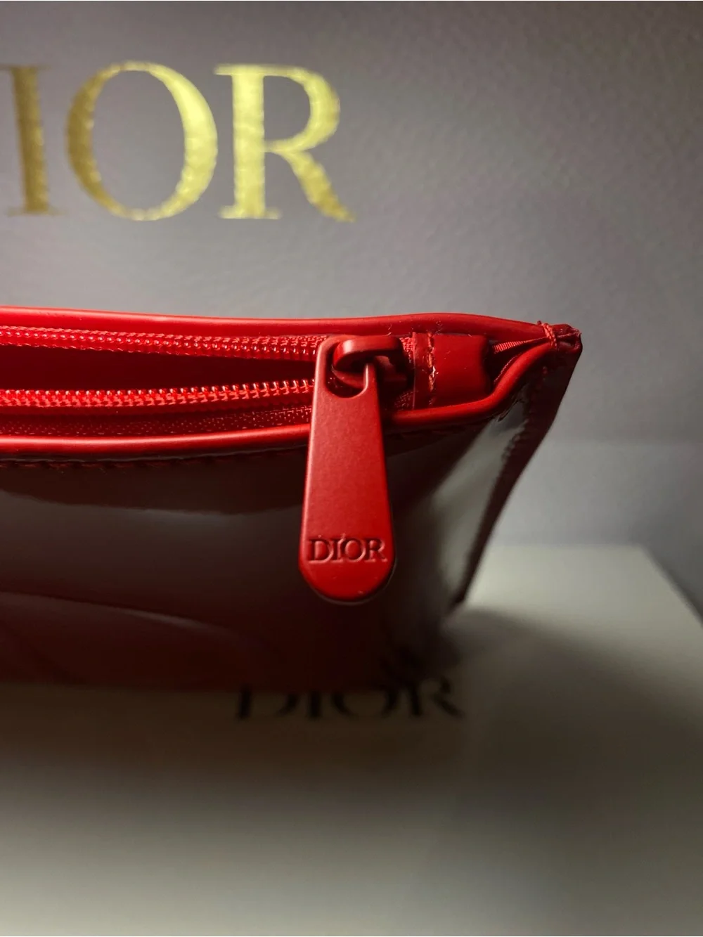 Dior Red Patent Makeup Pouch Set